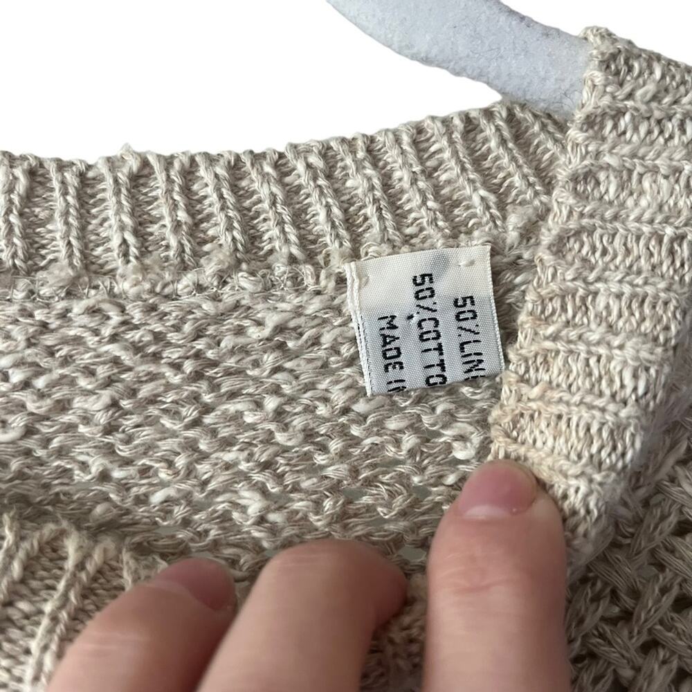 Umberto Ginocchietti Chunky Fisherman Knit Sweater Top Linen Coastal Beige Tan - Picture 8 of 12